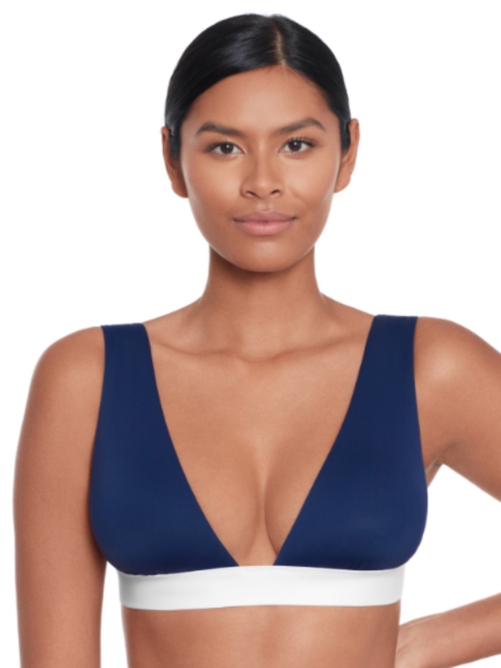 Lauren Ralph Lauren Women's Banded Modern V-Neck Bikini Top Swim Size 10 8259